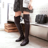 Women's Over-The-Knee-High Flat Boots - Black - Over Knee Boots - 14 B - PU Leather - image 22