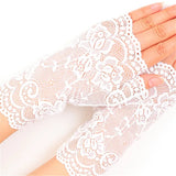 Women's Gothic Fingerless Lace Gloves - Black - 3 / C1 - One Size - Rayon - image 7