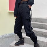 Women's Big Pockets Loose Cargo Pant - Black - Pants - XXXL - Polyester - image 12