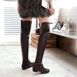 Women's Over-The-Knee-High Flat Boots - Black - Over Knee Boots - 14 B - PU Leather - image 24