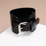 Men's Wide Leather Punk Wristbands - Black - 84029 - Medium - Genuine Leather - image 6