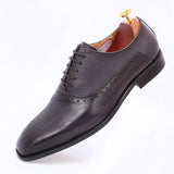Men's Elegant Leather Oxford Brogue Shoe - Black - Formal Shoes - 12 B - Genuine Leather - image 35