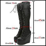 Women's High Luxury Gothic Platform Boots - Black - 1 / Lace Up - 10 B - PU Leather - image 12