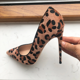 Women's Leopard Print High Heel Stilettos - Beige - 1 / 12cm Heel - 43 B - PU Suede Leather - image 6