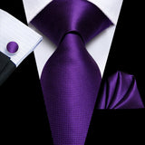 Funki Buys | Neckties | Men's 3 Pcs Purple Silk Wedding Tie Sets