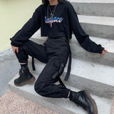 Women's Big Pockets Loose Cargo Pant - Black - Pants - XXXL - Polyester - image 2