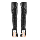Women's Lace Up Canvas Stiletto Boots - Black - P90938C - 15 B - Canvas - image 4
