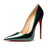 Women's Red Bottom High Heeled Pumps - Green - 1 / Patent / 12cm - 43 B - Genuine Patent Leather - image 35