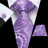 Men's 3 Pcs Purple Silk Wedding Tie Sets - Purple - 3224 - One Size - Silk - image 44