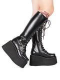 Women's Punk Motorcycle Platform Boots - Black - Punk Boots - 47 B - PU Leather - image 8