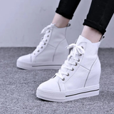 Women's Canvas High Rise Ankle Sneaker - White - Lace Up - 7 B - Canvas - image 7