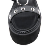 Women's Gothic Rivet Ring Platform Sandal - Black - Gothic Sandals - 35 B - PU Leather - image 11