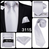 Men's 3 Pcs White Silk Wedding Tie Sets - White - 0276 - One Size - Silk - image 28
