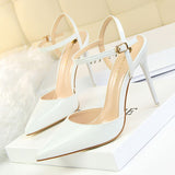 Women's Shiny Patent High Heel Slingback - Blue - Strappy Stilettos - 9 B - PU Leather - image 6