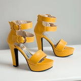 Women's High Strappy Platform Sandals - Red - Platform Sandals - 50 B - PU Leather - image 8