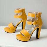 Women's High Strappy Platform Sandals - Red - Platform Sandals - 50 B - PU Leather - image 6