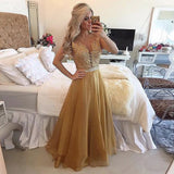 Women's Chiffon Beaded Prom Dress - Champagne - Prom Dress - 28W - Chiffon Lace - image 9