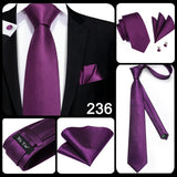 Men's 3 Pcs Purple Silk Wedding Tie Sets - Purple - 3148 - One Size - Silk - image 3