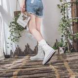 Women's Men's Canvas Mid-Calf Sneakers - White - Increase Heel - 43 B - Canvas - image 6