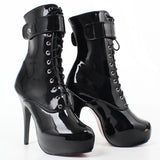 Women's Padlock High Stiletto Ankle Boots - Hot Pink - Ankle Boots - 15 B - PU Patent Leather - image 7