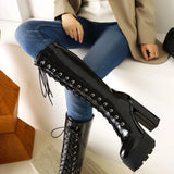 Women's Motorcycle Chunky Platform Boots - Black - 1 /  Boots - 43 B - PU Leather - image 2