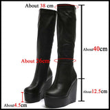 Women's High Luxury Gothic Platform Boots - Black - 1 / Lace Up - 10 B - PU Leather - image 33