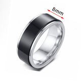 Men's Women's Fidget Spinner Rings - Black/Silver - 1 / 8mm / KAR097 - 6 - Titanium - image 3
