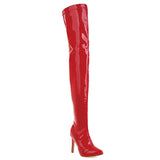 Women's Over Knee Patent Stiletto Boots - Black - High Boots - 46 B - PU Leather - image 15