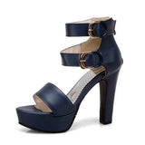 Women's High Strappy Platform Sandals - Red - Platform Sandals - 50 B - PU Leather - image 36