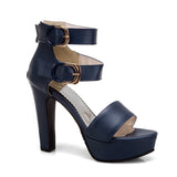 Women's High Strappy Platform Sandals - Red - Platform Sandals - 50 B - PU Leather - image 4