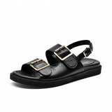 Women's Summer Leather Slide Sandals - Black - 1 - Flat Summer Slides - 9.5 B - Genuine Leather - image 19