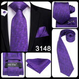 Men's 3 Pcs Purple Silk Wedding Tie Sets - Purple - 3148 - One Size - Silk - image 17