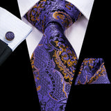 Funki Buys | Neckties | Men's 3 Pcs Purple Silk Wedding Tie Sets