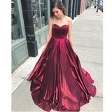 Women's Elegant Long Full Satin Gown - Burgundy - Ball Gown - 18W - Satin - image 2