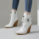 Women's Pointed Toe Zip Up Ankle Boots - Alligator Pattern - Black - 11.5 B - PU Leather - image 8