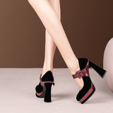 Women's Leather Mary Jane Dress Heels - Black - Platform Pumps - 8 B - Genuine Leather - image 6