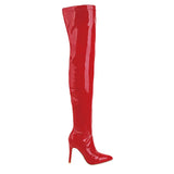Women's Over Knee Patent Stiletto Boots - Red - High Boots - 46 B - PU Leather - image 17