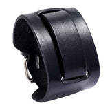 Men's Wide Leather Punk Wristbands - Black - 84029 - Medium - Genuine Leather - image 1