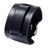 Men's Wide Leather Punk Wristbands - Black - 84029 - Medium - Genuine Leather - image 3