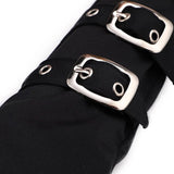 Women's Men's Half Finger Buckle Gloves - Black - Fingerless Gloves - Medium - Polyester - image 2