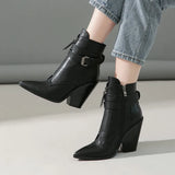 Women's Pointed Toe Zip Up Ankle Boots - Alligator Pattern - Black - 11.5 B - PU Leather - image 18