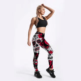 Women's Fitness Leggings Skull, Web, Swirl - Red - Lgs-3896 / Skulls - XXL - Spandex - image 18