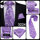 Men's 3 Pcs Purple Silk Wedding Tie Sets - Purple - 3148 - One Size - Silk - image 15