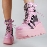 Women's Goth Lace Up Platform Wedges - Black - 1 / Boots - 10.5 B - PU Leather - image 50
