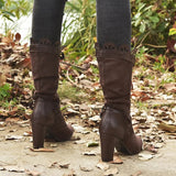 Women's Steampunk Lace Top Granny Boot - Black - Lace Top Boots - 43 B - PU Leather - image 18