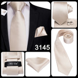 Men's 3 Pcs White Silk Wedding Tie Sets - White - 0276 - One Size - Silk - image 25