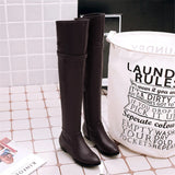 Women's Over-The-Knee-High Flat Boots - Black - Over Knee Boots - 14 B - PU Leather - image 23