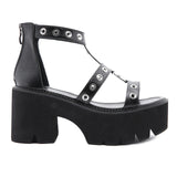 Women's Gothic Rivet Ring Platform Sandal - Black - Gothic Sandals - 35 B - PU Leather - image 15