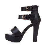 Women's High Strappy Platform Sandals - Red - Platform Sandals - 50 B - PU Leather - image 22