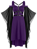 Women's Gothic Leather Strap Dress - Purple - Medievil Dress - 5XL - Polyester/Chiffon - image 4